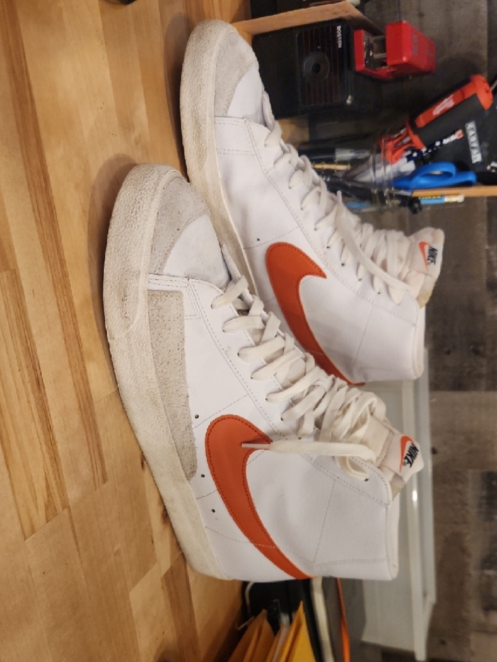 Nike White and Orange Hitops - Picture 2 of 8